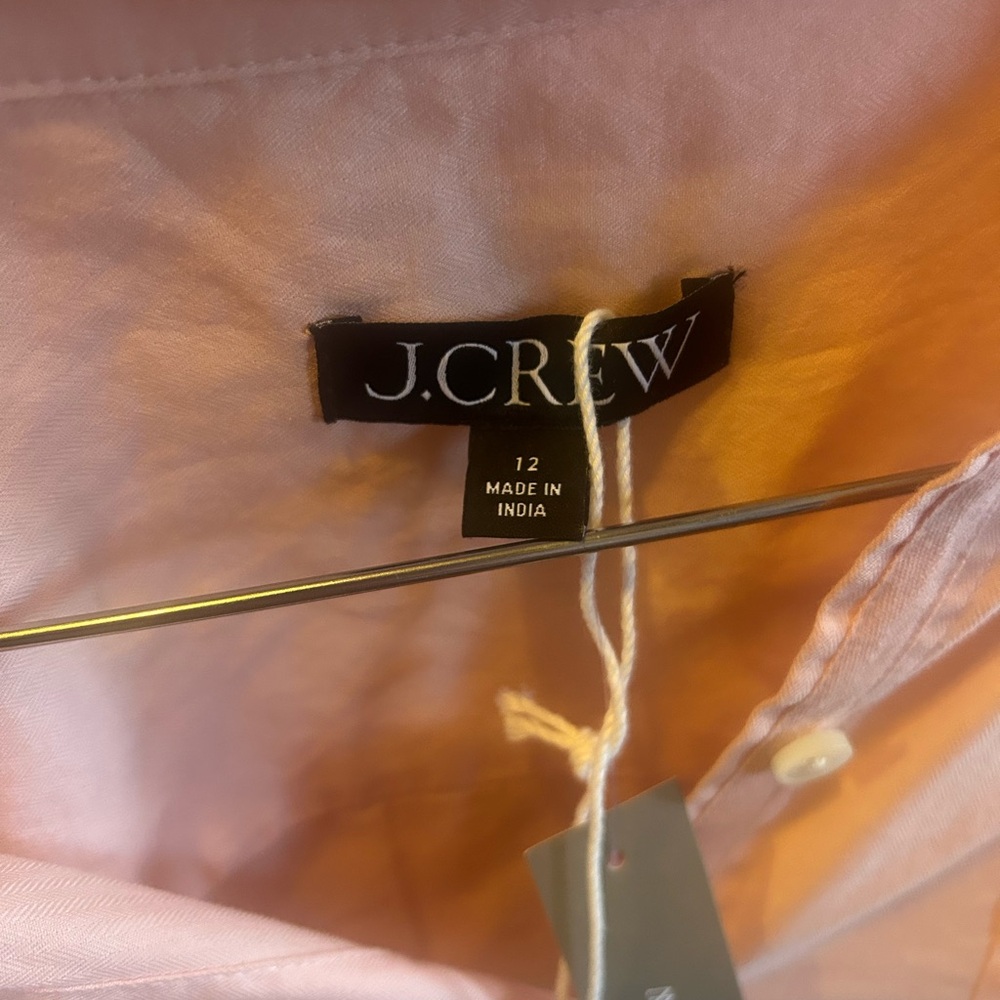 J. Crew Light Pink Cropped Button-Down Shirt - Picture 2 of 3